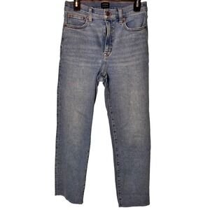 J.Crew Stovepipe Jeans Womens Size 27 Light Wash Denim‎ Frayed Hem High Rise